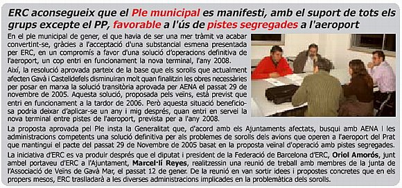 Noticia publicada en la publicación L'ERAMPRUNYÀ (Número 30 - Febrero 2006)